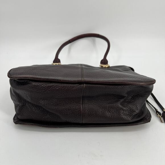 Nordstrom Halogen Satchel Shoulder Bag Womens Chocolate Brown Leather Large Zip - Picture 8 of 9